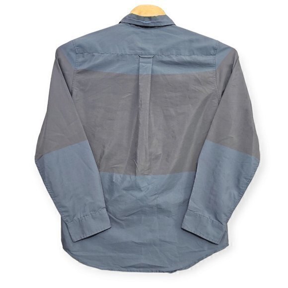 Quiksilver Mens Large Blue, Grey Long Sleeve Button Down Shirt - Picture 3 of 7